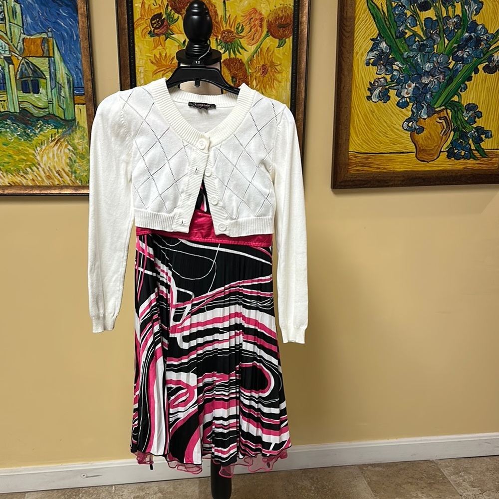 My Michelle Black and White Asymmetrical Fit and Flare Skirt